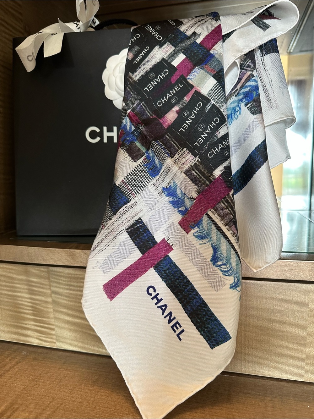 CHANEL Silk Scarf Luxury Gift! Bag, Box, & Bow Included!